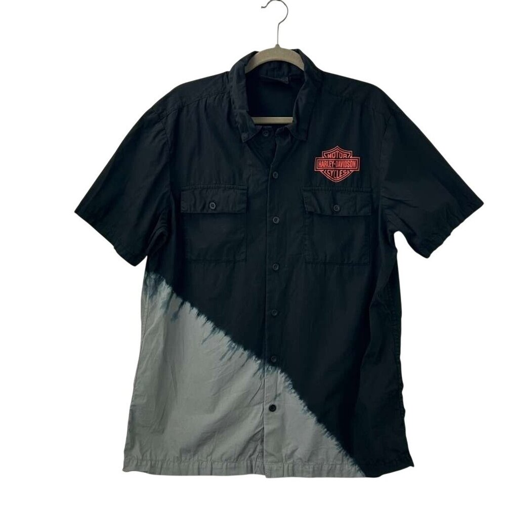 Harley Davidson Men's Large Black Diagonal Paint Shirt Genuine Motorclothes